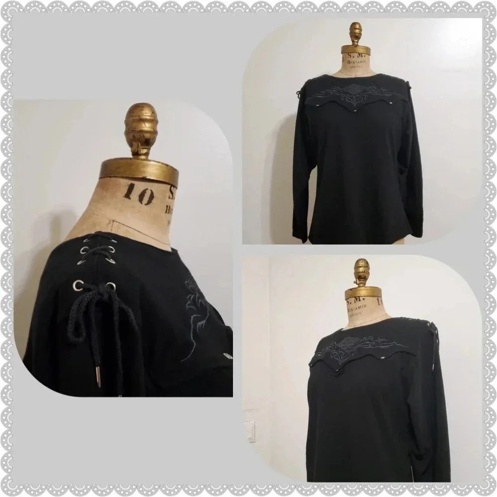 ✨BOGO FREE✨ Harley-Davidson | Laced Shoulder Eyelet Studded Tie Black Shirt